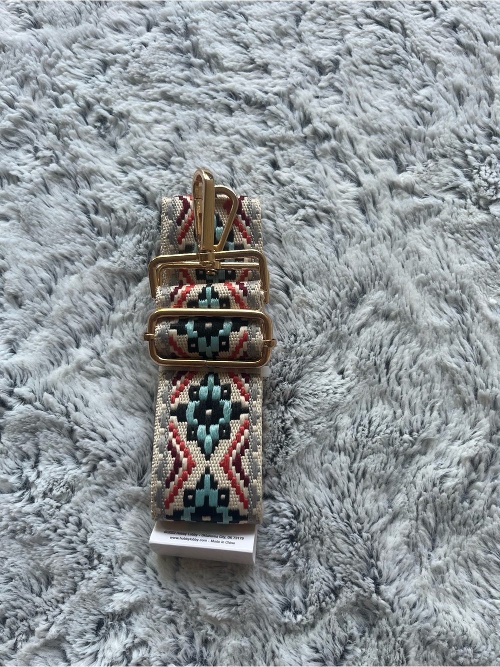 Woven Aztec Pattern Adjustable Belt in Teal and Red